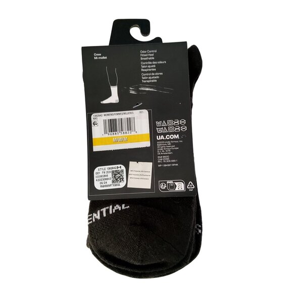 Under Armour UA Essential Crew Socks 3-Pack Black Size  MLightweight  breathable - Picture 2 of 3